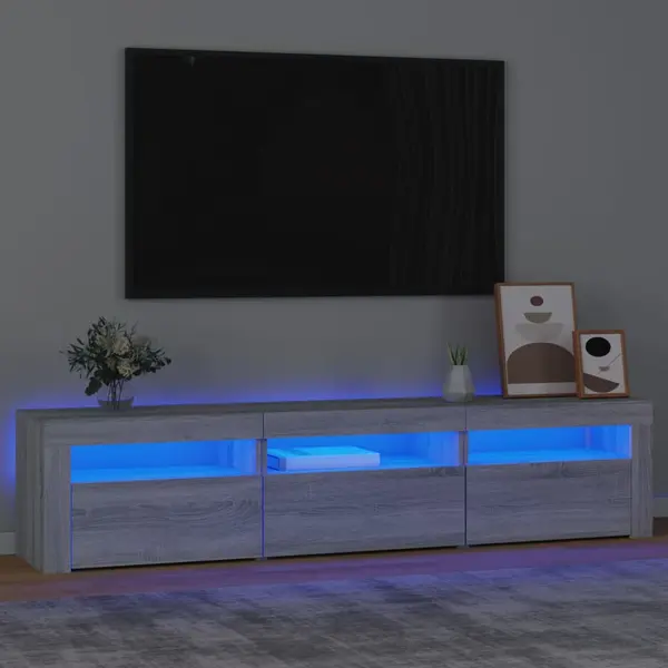 Gossi comoda tv cu lumini led, gri sonoma, 180x35x40 cm