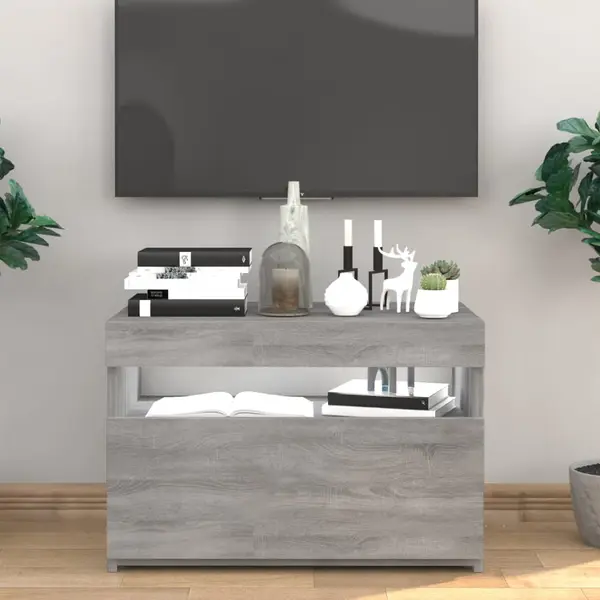 Gossi comoda tv cu lumini led, gri sonoma, 60x35x40 cm