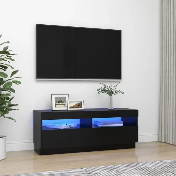 Gossi comoda tv cu lumini led, negru, 100x35x40 cm