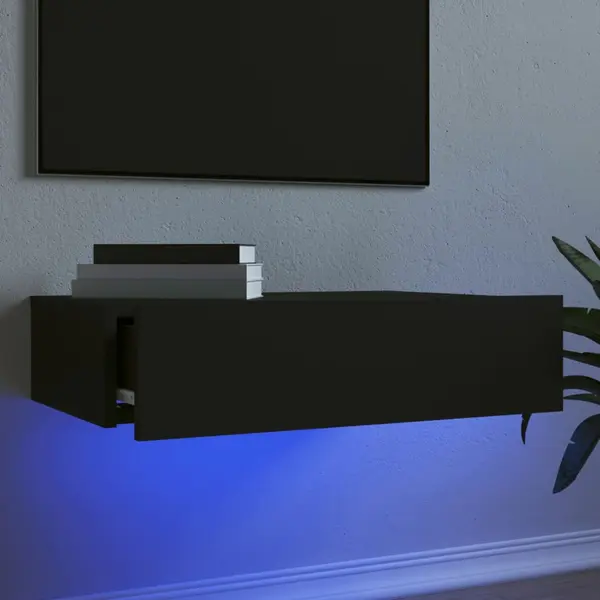 Gossi comoda tv cu lumini led, negru, 60x35x15,5 cm