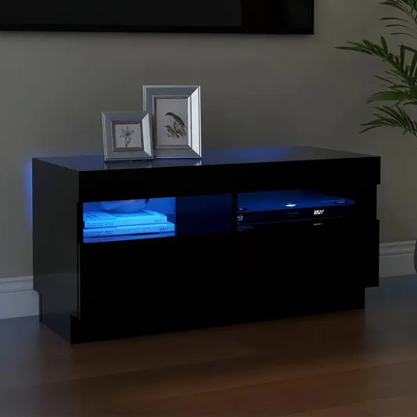 Gossi comoda tv cu lumini led, negru, 80x35x40 cm