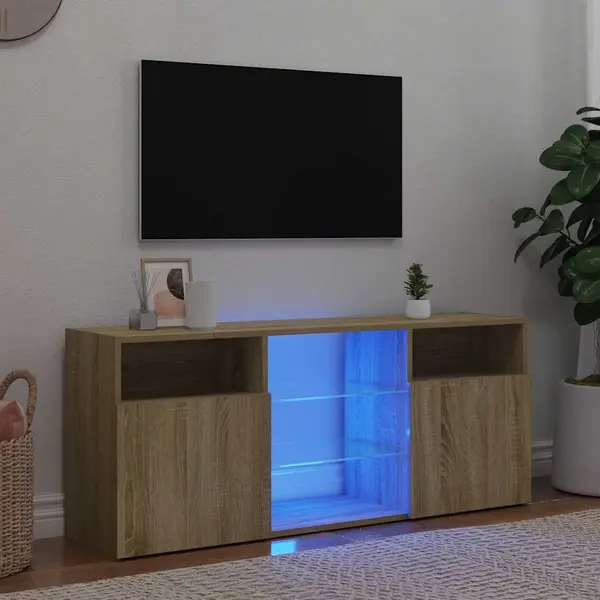 Gossi comoda tv cu lumini led, stejar sonoma, 120x30x50 cm