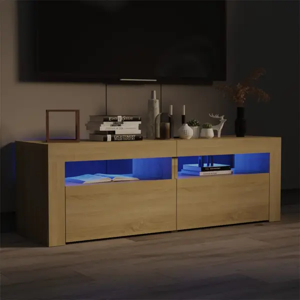 Gossi comoda tv cu lumini led, stejar sonoma, 120x35x40 cm