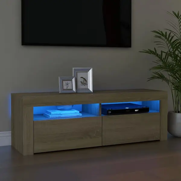 Gossi comoda tv cu lumini led, stejar sonoma, 120x35x40 cm
