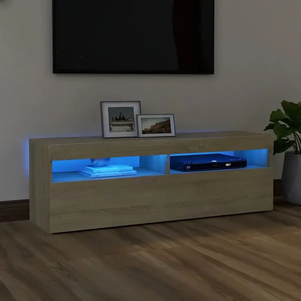 Gossi comoda tv cu lumini led, stejar sonoma, 120x35x40 cm