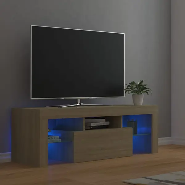 Gossi comoda tv cu lumini led, stejar sonoma, 120x35x40 cm
