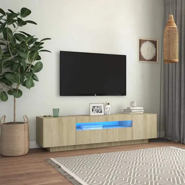 Gossi comoda tv cu lumini led, stejar sonoma, 160x35x40 cm