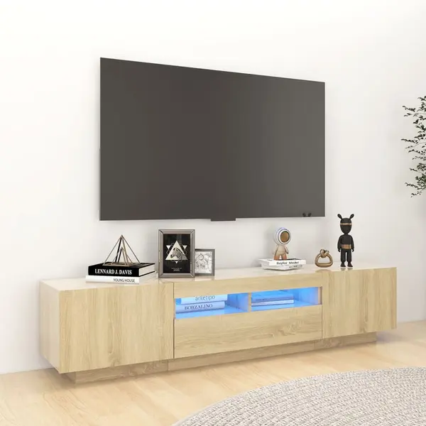 Gossi comoda tv cu lumini led, stejar sonoma, 180x35x40 cm