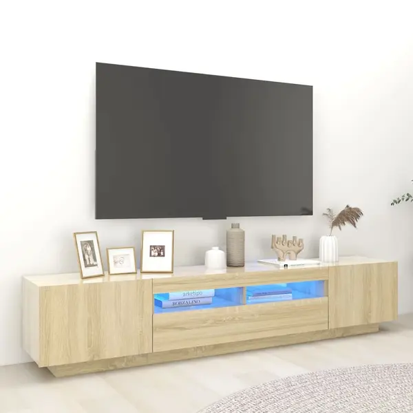 Gossi comoda tv cu lumini led, stejar sonoma, 200x35x40 cm