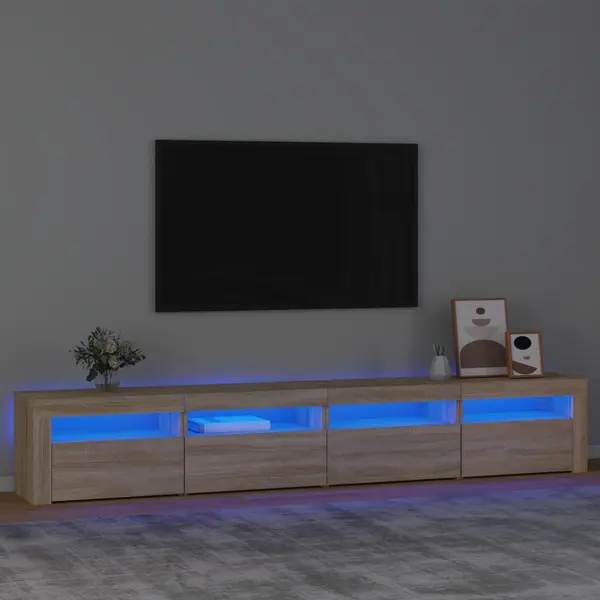 Gossi comoda tv cu lumini led, stejar sonoma, 240x35x40cm