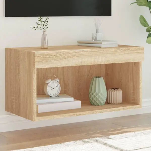 Gossi comoda tv cu lumini led, stejar sonoma, 60x30x30 cm