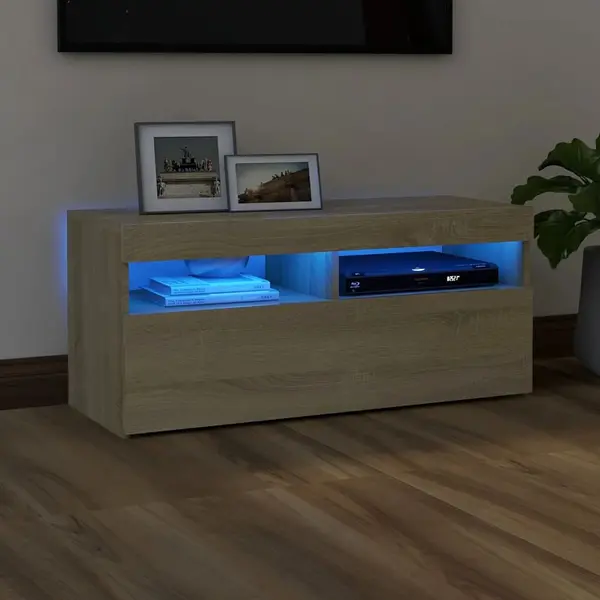 Gossi comoda tv cu lumini led, stejar sonoma, 90x35x40 cm