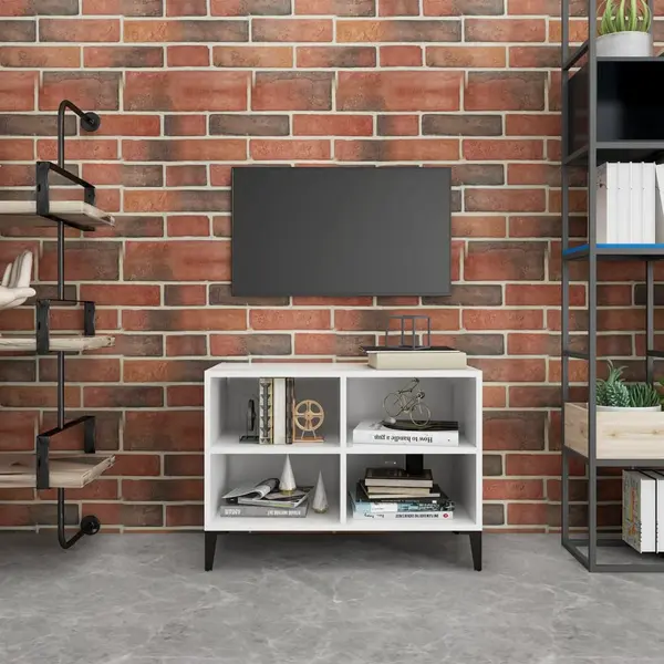 Gossi comoda tv cu picioare metalice, alb, 69,5x30x50 cm