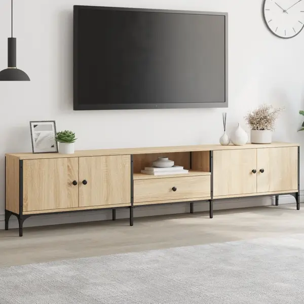 Gossi comoda tv cu sertar, stejar sonoma, 200x25x44 cm lemn prelucrat