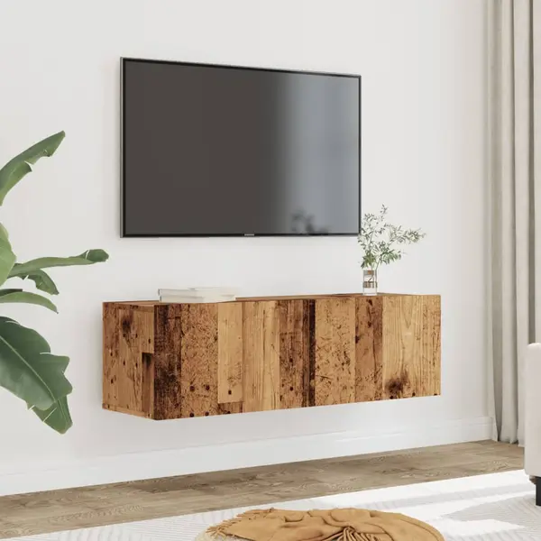 Gossi comoda tv de perete, 2 buc. lemn vechi, 100x30x30 cm
