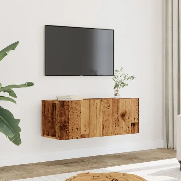Gossi comoda tv de perete, 2 buc. lemn vechi, 80x30x30 cm