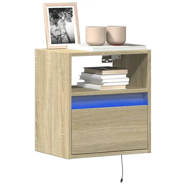 Gossi comoda tv de perete cu led, 2 buc. stejar sonoma, 41x31x45 cm