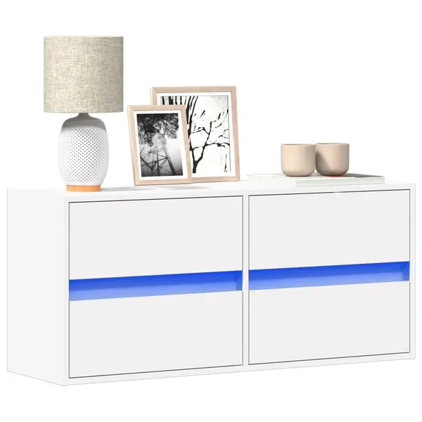 Gossi comoda tv de perete cu lumini led, alb, 100x31x45 cm