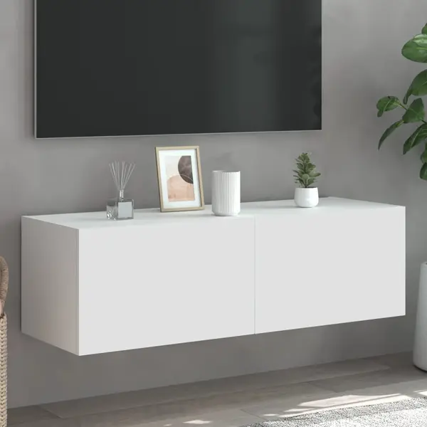 Gossi comoda tv de perete cu lumini led, alb, 100x35x31 cm