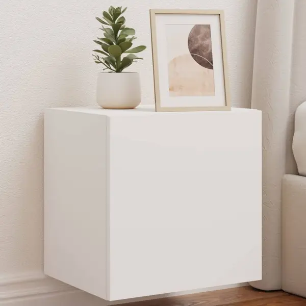 Gossi comoda tv de perete cu lumini led, alb, 40,5x35x40 cm