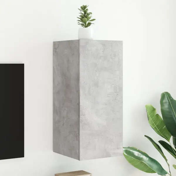 Gossi comoda tv de perete cu lumini led, gri beton, 30,5x35x70 cm