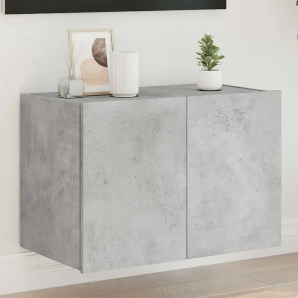 Gossi comoda tv de perete cu lumini led, gri beton, 60x35x41 cm