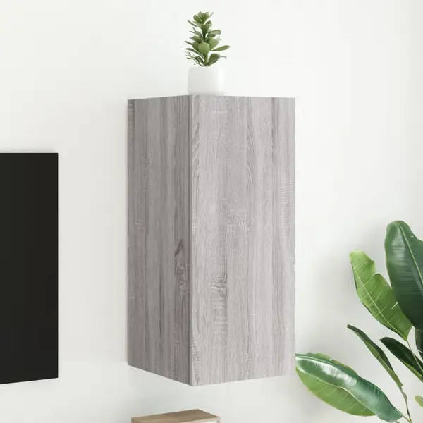Gossi comoda tv de perete cu lumini led, gri sonoma, 30,5x35x70 cm