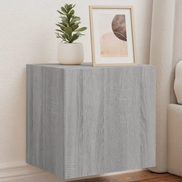 Gossi comoda tv de perete cu lumini led, gri sonoma, 40,5x35x40 cm
