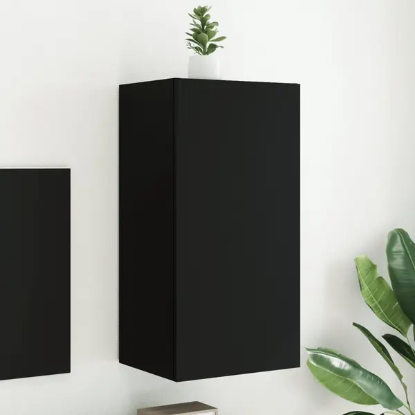 Gossi comoda tv de perete cu lumini led, negru, 40,5x35x80 cm
