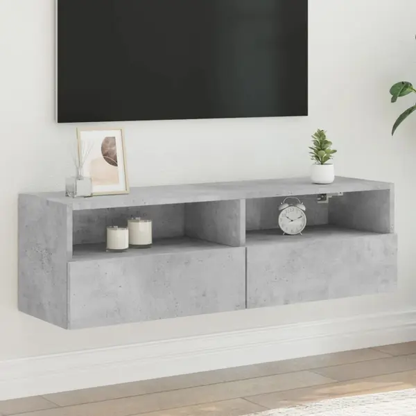 Gossi comoda tv de perete, gri beton, 100x30x30 cm, lemn prelucrat