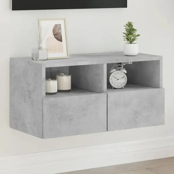 Gossi comoda tv de perete, gri beton, 60x30x30 cm, lemn prelucrat