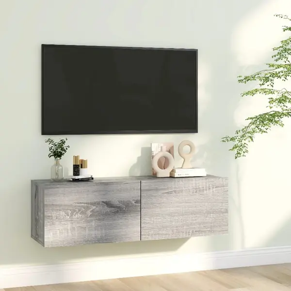 Gossi comoda tv de perete, gri sonoma, 100x30x30 cm, lemn prelucrat