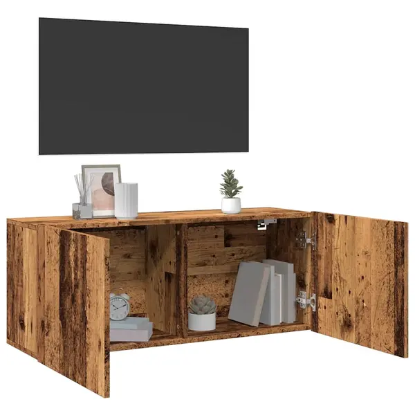 Gossi comoda tv de perete, lemn vechi, 100x30x41 cm