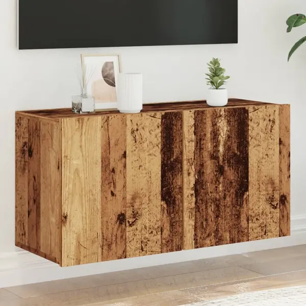 Gossi comoda tv de perete, lemn vechi, 80x30x41 cm