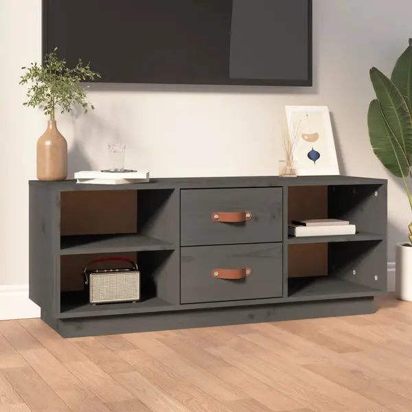 Gossi comoda tv, gri, 100x34x40 cm, lemn masiv de pin