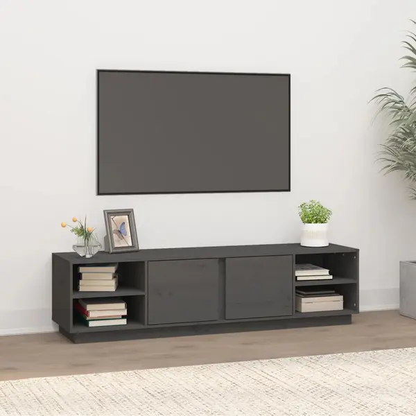 Gossi comoda tv, gri, 156x40x40 cm, lemn masiv de pin