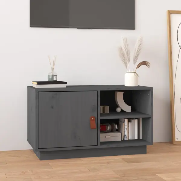 Gossi comoda tv, gri, 70x34x40 cm, lemn masiv de pin