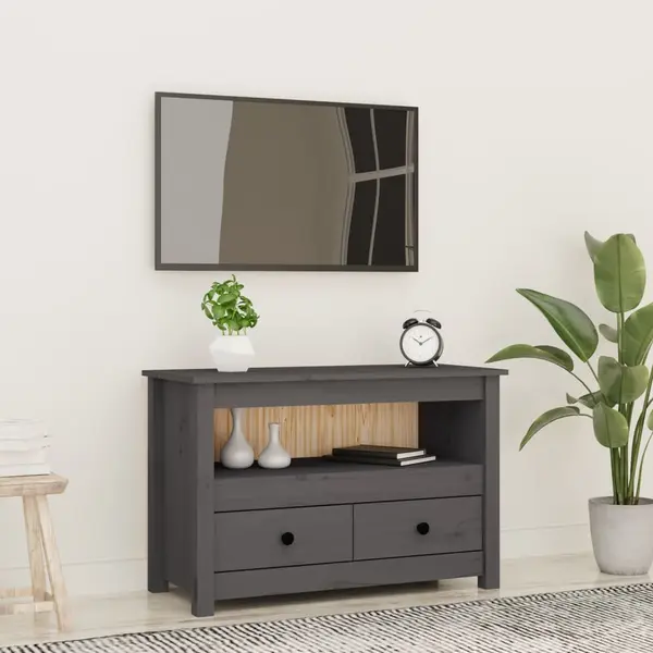 Gossi comoda tv, gri, 79x35x52 cm, lemn masiv de pin