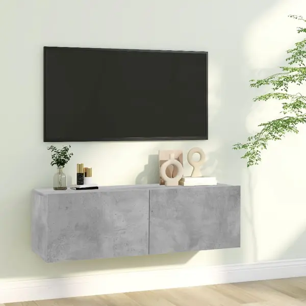 Gossi comoda tv, gri beton, 100 x 30 x 30 cm, lemn prelucrat