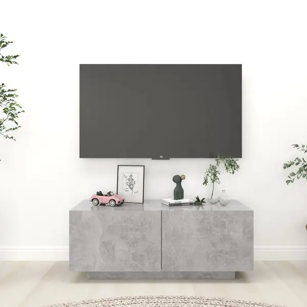 Gossi comoda tv, gri beton, 100x35x40 cm, lemn prelucrat