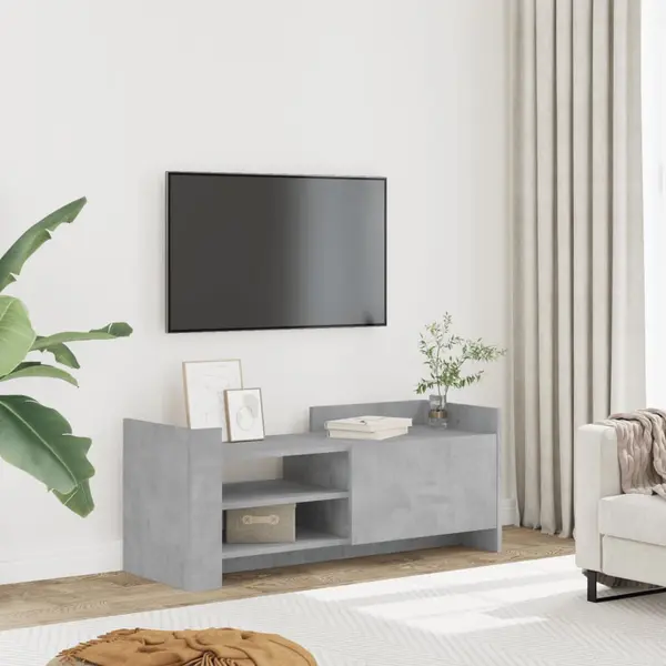 Gossi comoda tv, gri beton, 100x35x40 cm, lemn prelucrat