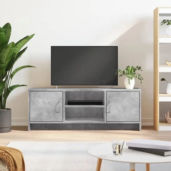 Gossi comoda tv, gri beton, 102x30x37,5 cm, lemn prelucrat