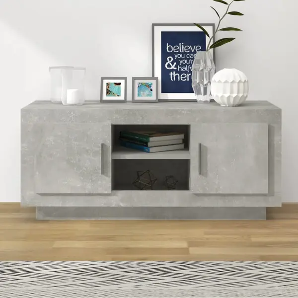 Gossi comoda tv, gri beton, 102x35x45 cm, lemn prelucrat