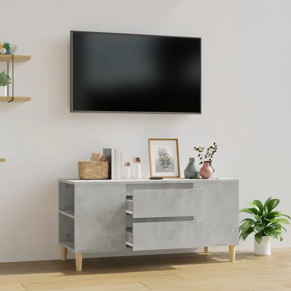 Gossi comoda tv, gri beton, 102x44,5x50 cm, lemn prelucrat