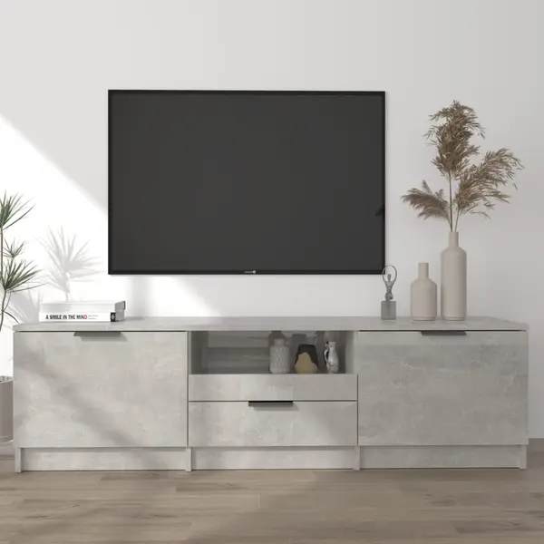 Gossi comoda tv, gri beton, 140x35x40 cm, lemn prelucrat