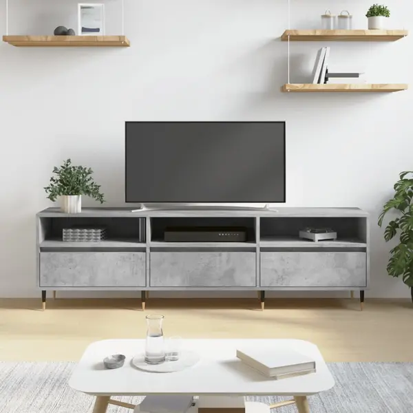 Gossi comoda tv, gri beton, 150x30x44,5 cm, lemn prelucrat