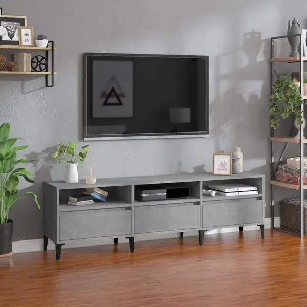 Gossi comoda tv, gri beton, 150x30x44,5 cm, lemn prelucrat