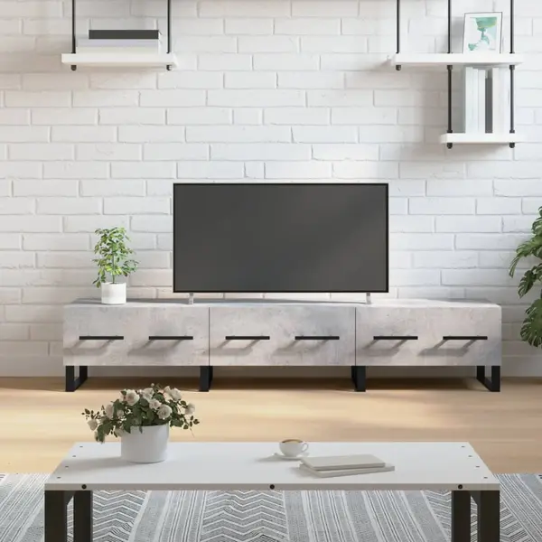 Gossi comoda tv, gri beton, 150x36x30 cm, lemn prelucrat