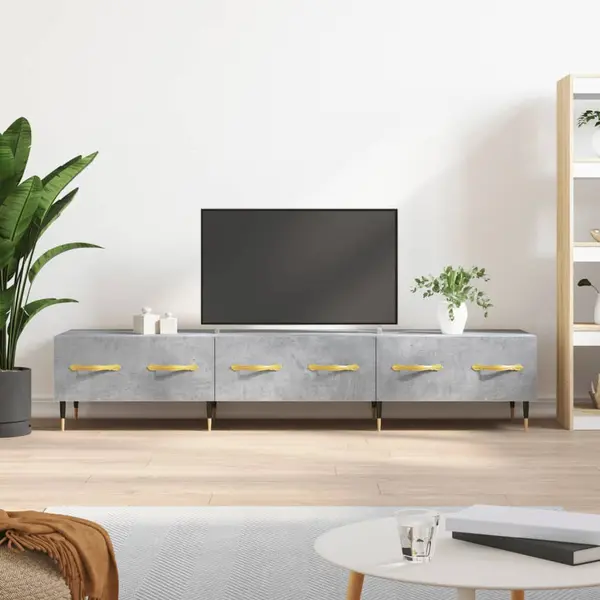 Gossi comoda tv, gri beton, 150x36x30 cm, lemn prelucrat
