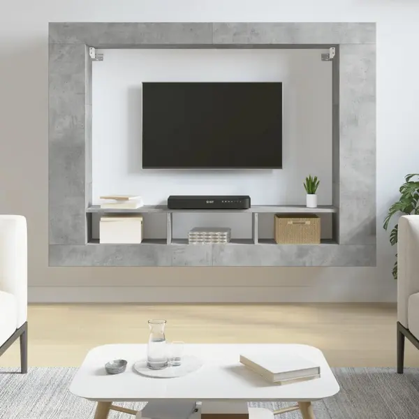 Gossi comoda tv, gri beton, 152x22x113 cm, lemn prelucrat